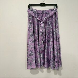 Flint & Moss Purple Floral Midi Circle Skirt M